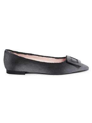 Gommettine Fringed Denim Ballerina Flats