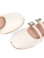 Mini Strap Strass Leather Ballerina Flats