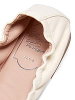 Mini Strap Strass Leather Ballerina Flats