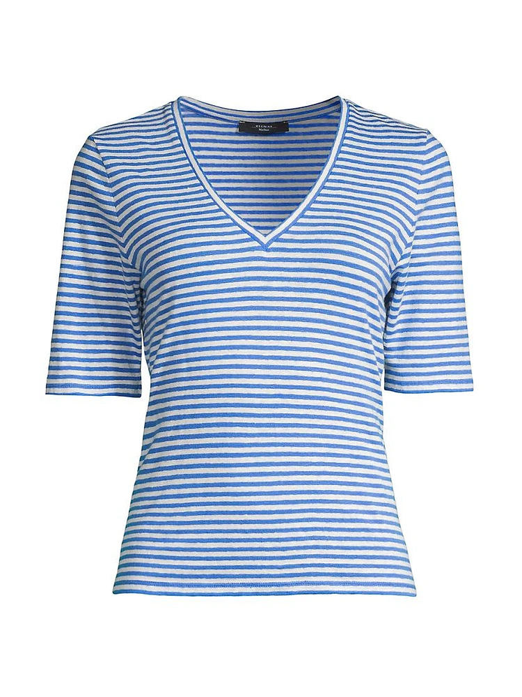 Brunate Linen-Blend Stripe Top