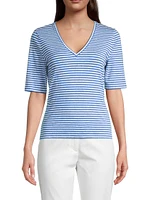 Brunate Linen-Blend Stripe Top