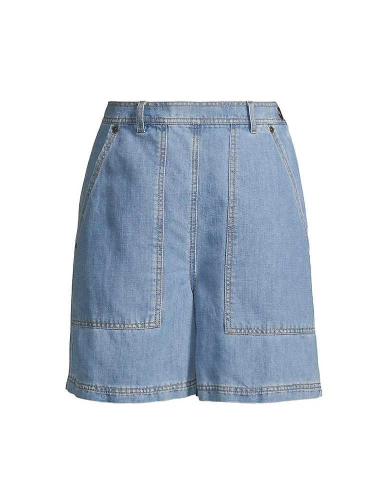 Elica Linen-Blend Denim Shorts