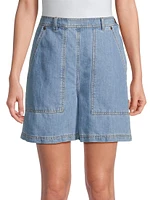 Elica Linen-Blend Denim Shorts