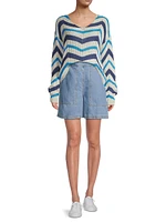 Elica Linen-Blend Denim Shorts