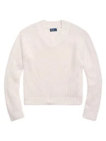 Linen-Cotton V-Neck Sweater