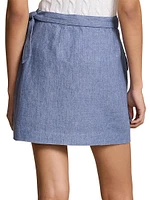 Linen Wrap Cargo Miniskirt