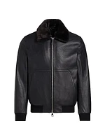 Shearling Deerskin Leather Aviator Jacket