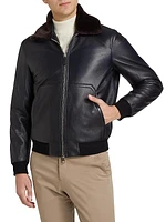 Shearling Deerskin Leather Aviator Jacket