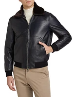 Shearling Deerskin Leather Aviator Jacket