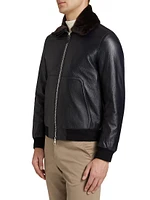 Shearling Deerskin Leather Aviator Jacket