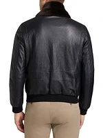 Shearling Deerskin Leather Aviator Jacket