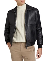 Shearling Deerskin Leather Aviator Jacket