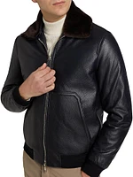 Shearling Deerskin Leather Aviator Jacket