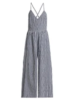 Gabrielle Gingham Cotton-Blend Jumpsuit