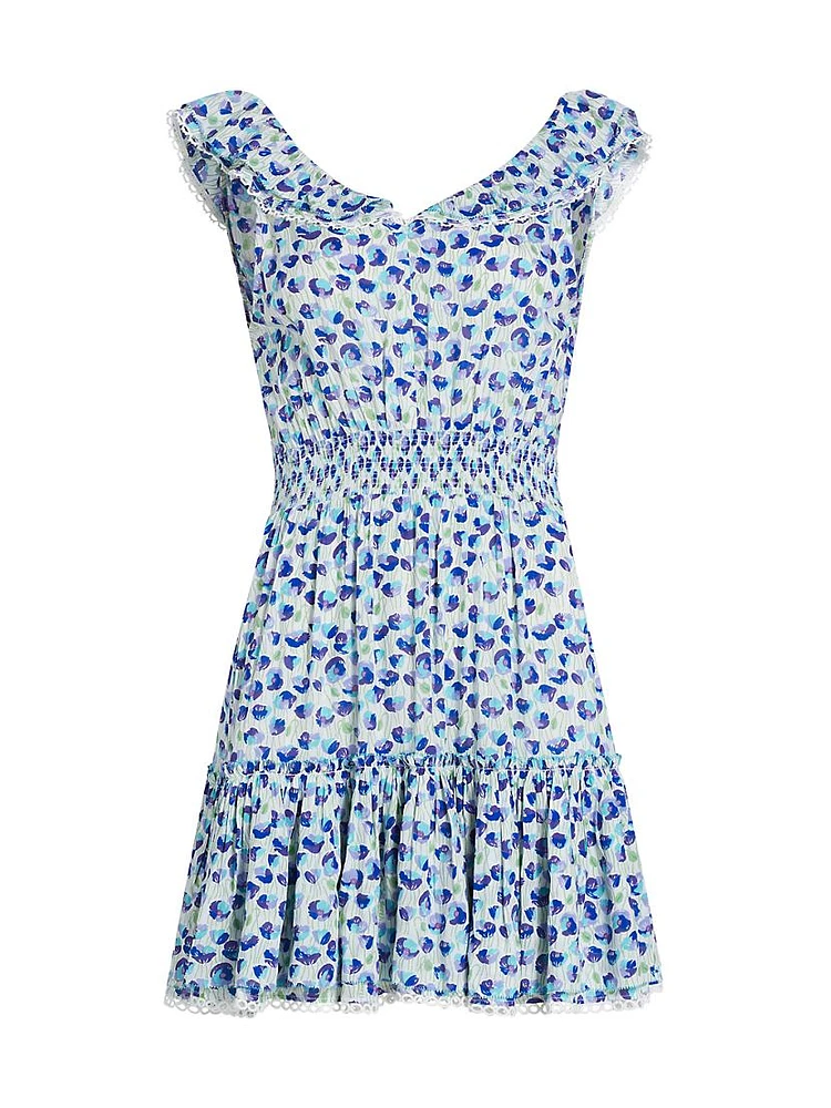 Bruna Floral Ruffled V-Neck Minidress