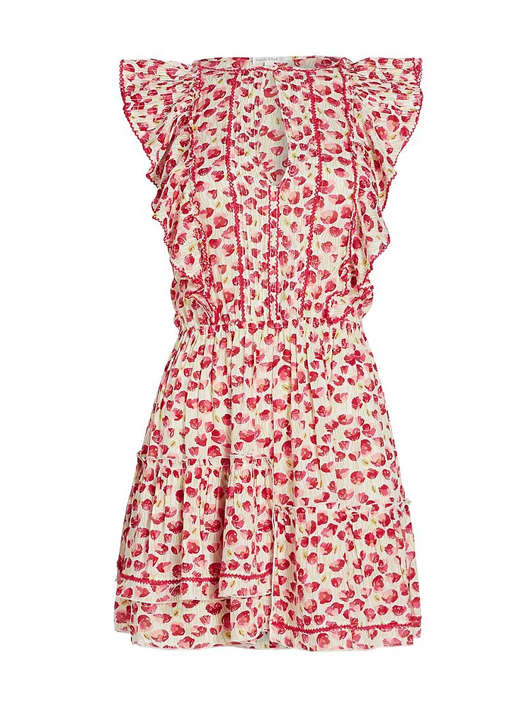 Bambi Floral Ruffled Keyhole Minidress