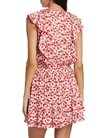 Bambi Floral Ruffled Keyhole Minidress