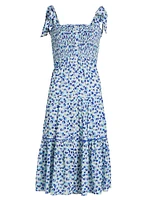 Triny Floral Tie-Strap Midi-Dress