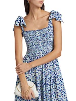 Triny Floral Tie-Strap Midi-Dress