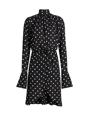 Polka Dot Crêpe De Chine Cut-Out Midi-Dress