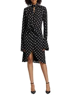 Polka Dot Crêpe De Chine Cut-Out Midi-Dress