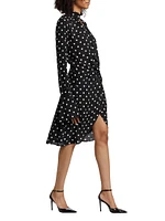 Polka Dot Crêpe De Chine Cut-Out Midi-Dress