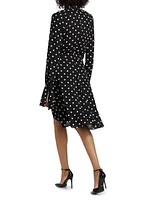 Polka Dot Crêpe De Chine Cut-Out Midi-Dress