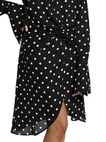 Polka Dot Crêpe De Chine Cut-Out Midi-Dress