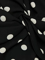 Polka Dot Crêpe De Chine Cut-Out Midi-Dress