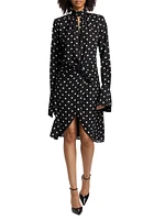 Polka Dot Crêpe De Chine Cut-Out Midi-Dress