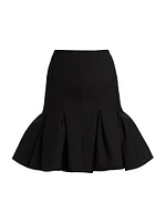 Wool Gabardine Peplum Midi-Skirt