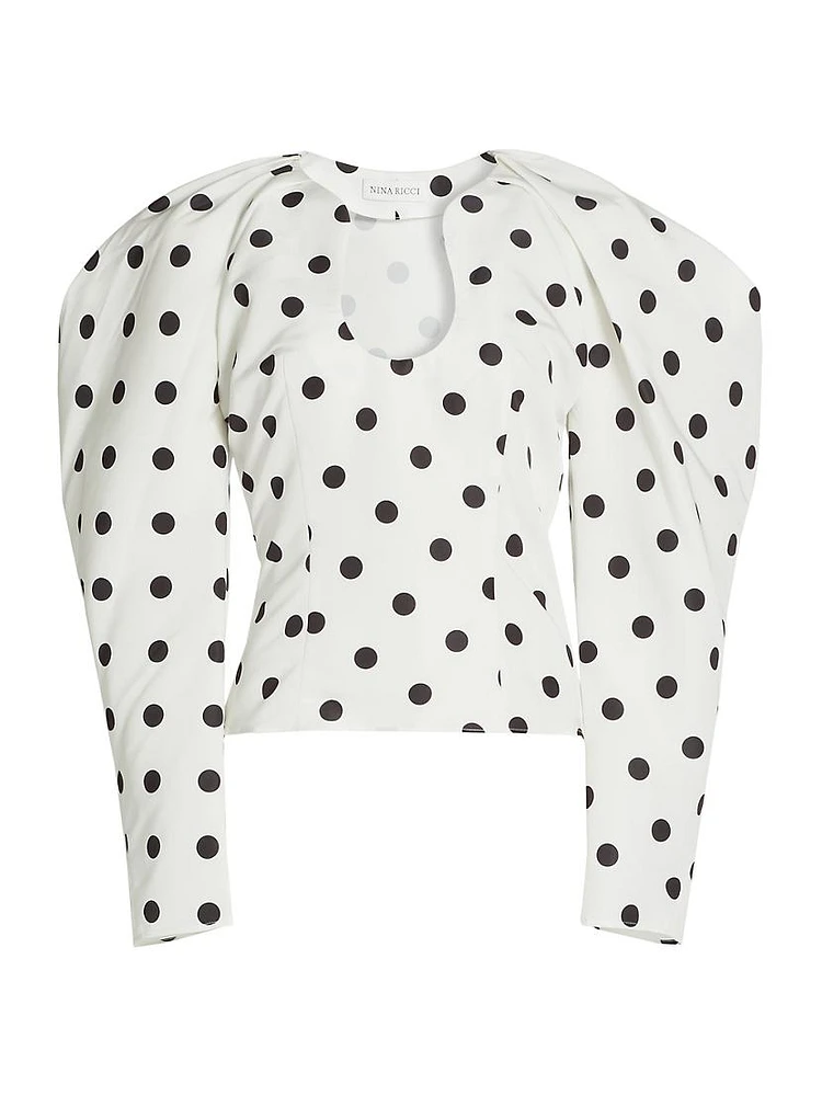 Polka Dot Puff Sleeve Blouse