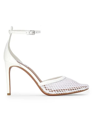 90MM Mesh & Leather Pumps