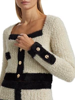 Cotton-Blend Tweed Knit Cardigan