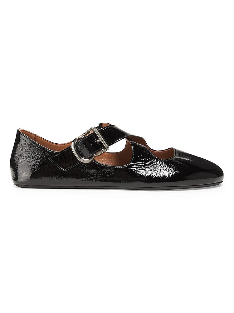 Crisscross Leather Ballerina Flats