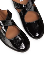 Crisscross Leather Ballerina Flats