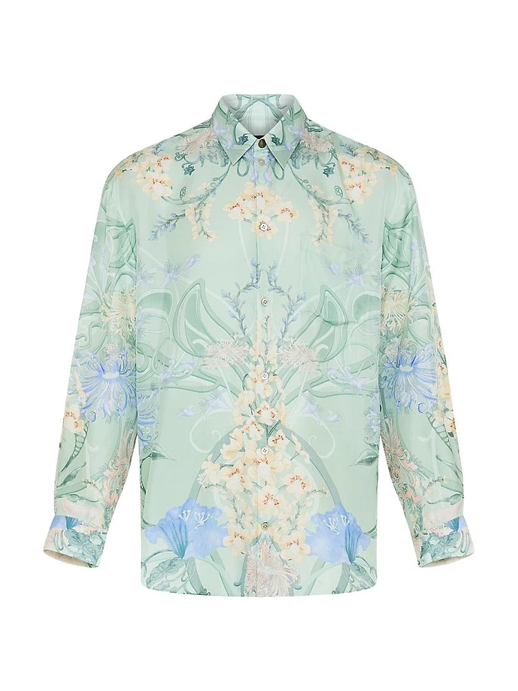 Floral Silk Oversized Shirt