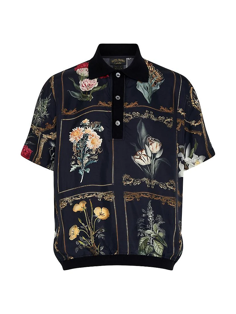 Floral Silk Polo Shirt