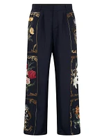 Floral Tailored Silk Lounge Pants