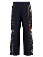 Floral Tailored Silk Lounge Pants