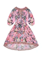 Little Girl's & Floral Cotton A-Line Dress