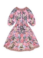 Little Girl's & Floral Cotton A-Line Dress