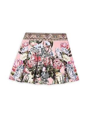 Little Girl's & Girl's Floral Pleated Skirt