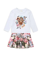 Little Girl's & Girl's Floral Pleated Skirt