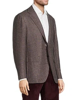 Houndstooth Wool-Blend Two-Button Jacket