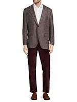 Houndstooth Wool-Blend Two-Button Jacket