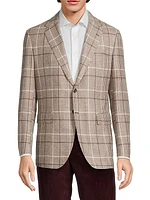 Plaid Wool-Blend Two-Button Jacket