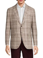 Plaid Wool-Blend Two-Button Jacket