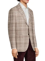 Plaid Wool-Blend Two-Button Jacket