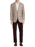 Plaid Wool-Blend Two-Button Jacket